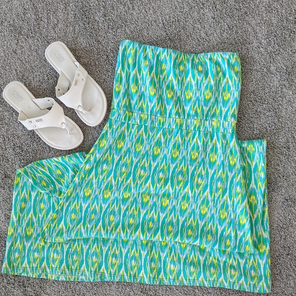 👗 Teal Geometric Print Maxi Dress | All For Color | Medium - Picture 2 of 7